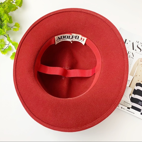 ADOLFO II WOOL FEDORA HAT IN MAROON - Picture 5 of 8